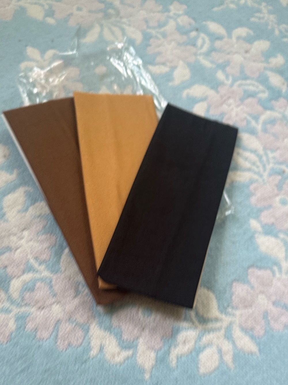Set of Three Seni Sheer Stretchy Fabric Headbands - Black, Tan, Brown